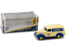 Load image into Gallery viewer, &quot;Genuine Chevrolet Parts&quot; 1939 Chevy Panel Truck 1:24 Scale - Greenlight Diecast Model Car (Creme/Blue)