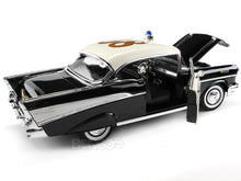 Load image into Gallery viewer, 1957 Chevy (Chevrolet) Bel Air Coupe &quot;CHiPs Police Chief&quot; 1:18 Scale- Yatming Diecast Model (B/W)