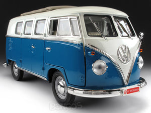 1962 VW Microbus "Kombi" 1:18 Scale - Yatming Diecast Model Car (Blue)