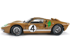 1966 Ford GT-40 (GT40) Mk II #4 Le Mans Hawkins/Donohue 1:18 Scale - Shelby Collectables Diecast Model Car (Gold)