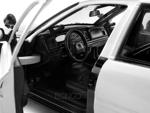 2001 Ford Crown Victoria Police Interceptor "Light & Sound" (Blank) 1:18 Scale - MotorMax Diecast Model Car (B/W)