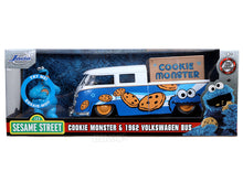 Load image into Gallery viewer, &quot;Sesame Street&quot; 1962 VW Bus Pickup w/ Cookie Monster Figures 1:24 Scale - Jada Diecast Model