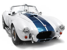 Load image into Gallery viewer, 1965 Shelby Cobra 427 S/C 1:18 Scale - Shelby Collectables Diecast Model Car (White/Blue)