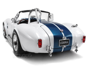 1965 Shelby Cobra 427 S/C 1:18 Scale - Shelby Collectables Diecast Model Car (White/Blue)