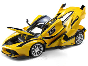 Ferrari FXX-K #15 1:18 Scale - Bburago Diecast Model Car (Yellow)