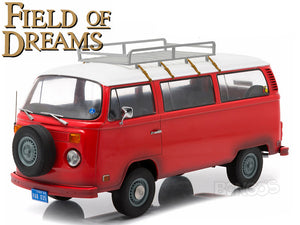 "Field of Dreams" 1973 VW Type 2 Bus (T2B) 1:18 Scale - Greenlight Diecast Model Car (Red)