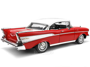 1957 Chevy Bel Air 1:18 Scale - MotorMax Diecast Model Car (Red/Ivory)