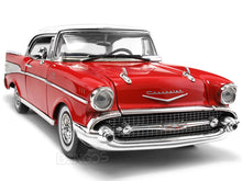 Load image into Gallery viewer, 1957 Chevy Bel Air 1:18 Scale - MotorMax Diecast Model Car (Red/Ivory)