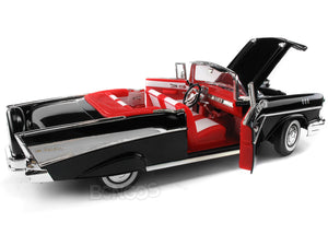 1957 Chevy (Chevrolet) Bel Air Convertible 1:18 Scale- Yatming Diecast Model Car (Black)
