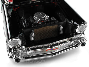 1957 Chevy (Chevrolet) Bel Air Convertible 1:18 Scale- Yatming Diecast Model Car (Black)