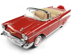 1957 Chevy (Chevrolet) Bel Air Convertible 1:18 Scale- Yatming Diecast Model Car (Red)