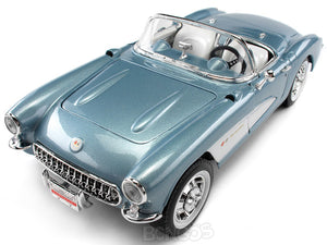 1957 Chevy (Chevrolet) Corvette 1:18 Scale - Yatming Diecast Model Car (Blue)