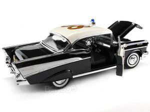 1957 Chevy (Chevrolet) Bel Air Coupe "CHiPs Police Chief" 1:18 Scale- Yatming Diecast Model (B/W)