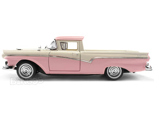 1957 Ford Ranchero 1:18 SCALE - Yatming Diecast Model Car (Creram/Pink)