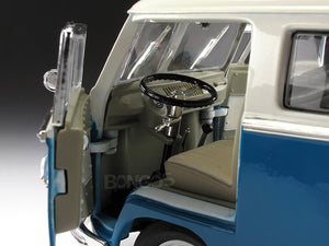 1962 VW Microbus "Kombi" 1:18 Scale - Yatming Diecast Model Car (Blue)