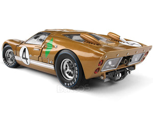1966 Ford GT-40 (GT40) Mk II #4 Le Mans Hawkins/Donohue 1:18 Scale - Shelby Collectables Diecast Model Car (Gold)