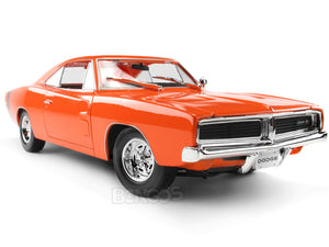 1969 Dodge Charger R/T 1:18 Scale - Maisto Diecast Model Car (Orange)