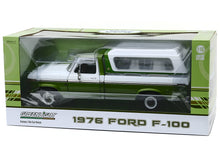 Load image into Gallery viewer, 1976 Ford F-100 Ranger w/ Canopy Pickup 1:18 Scale - Greenlight Diecast Model Car (Green)