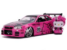 Load image into Gallery viewer, &quot;Hello Kitty&quot; Nissan Skyline GT-R (R34) w/ Figure 1:24 Scale - Jada Diecast Model