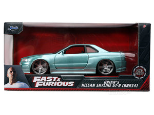 "Fast & Furious" Brian's Nissan Skyline GT-R (BNR34) 1:24 Scale - Jada Diecast Model Car