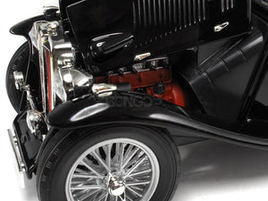 1947 MG TC Midget 1:18 Scale - Yatming Diecast Model Car (Black)
