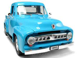 1953 Ford F-100 Pickup 1:18 Scale - Yatming Diecast Model Car (Light Blue)
