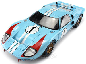 1966 Ford GT-40 (GT40) Mk II #1 Le Mans Miles/Hulme 1:18 Scale - Shelby Collectables Diecast Model Car (Gulf/Clean)