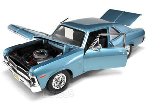 1970 Chevy Nova SS 396 1:18 Scale - Maisto Diecast Model Car (Blue)