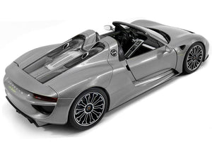Porsche 918 Spyder 1:18 Scale - Welly Diecast Model Car (Grey/Roof Off)