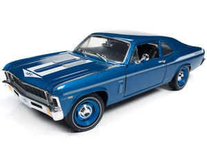 1969 Chevy Nova "Yenko Super Car" 427 1:18 Scale - AutoWorld Diecast Model Car (Blue)