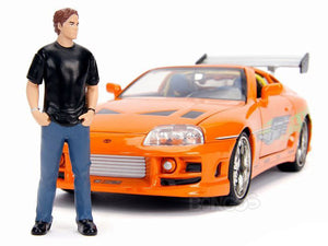 "Fast & Furious" Brian's Toyota Supra w/ Figure 1:24 Scale - Jada Diecast Model Car (Orange)