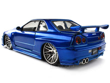 Load image into Gallery viewer, &quot;Fast &amp; Furious&quot; Brian&#39;s Nissan Skyline GT-R (R34) 1:24 Scale - Jada Diecast Model Car (Blue)