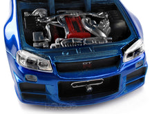 Load image into Gallery viewer, &quot;Fast &amp; Furious&quot; Brian&#39;s Nissan Skyline GT-R (R34) 1:24 Scale - Jada Diecast Model Car (Blue)