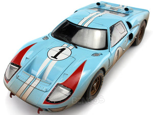 1966 Ford GT-40 (GT40) Mk II #1 Le Mans Miles/Hulme 1:18 Scale - Shelby Collectables Diecast Model Car (Gulf/Dirty)