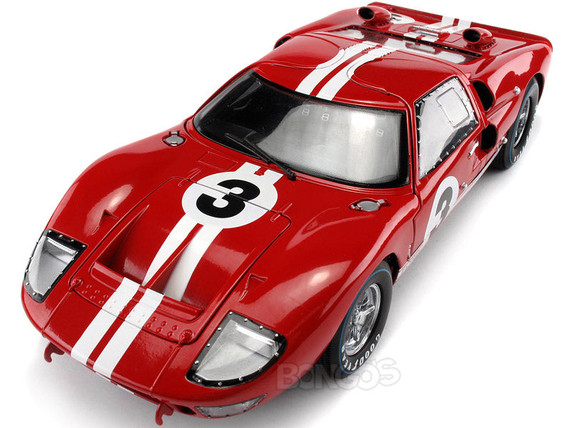 1966 Ford GT-40 (GT40) Mk II #3 Le Mans Gurney/Grant 1:18 Scale - Shelby Collectables Diecast Model Car (Red)
