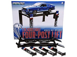 "Ford/Shelby" 4-Post Lift (Hoist) 1:18 Scale - Greenlight Diecast Model (Black)