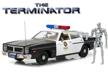 Load image into Gallery viewer, &quot;The Terminator&quot; 1977 Dodge Monaco Metropolitan Police w/ Figure 1:18 Scale - Greenlight Diecast Model
